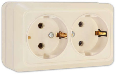 Розетка 2м с/з 16А "Олимп" бежев.UNIVERSAL