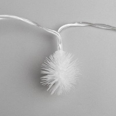 Гирлянда-нить "Ежики белые" прозрачный провод 30LED(свечение теплое) 8режимов длина 5м 220в