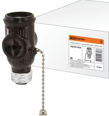 Патрон-розетка с выкл. карболит E27/TDM