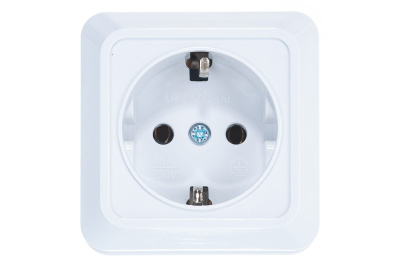 Розетка 1м с/з 16А 220В "Олимп" бел.UNIVERSAL