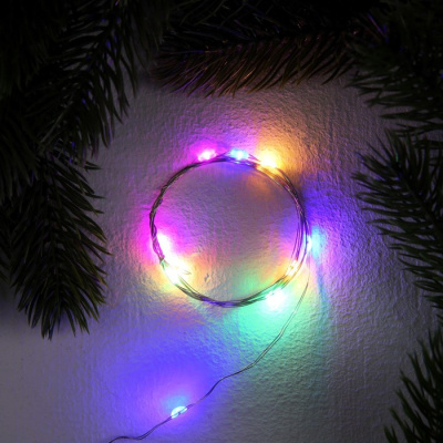 Гирлянда "Роса-нить"св/диод. 1м на батар.AG13*3 10LED IP20 мульти свечение