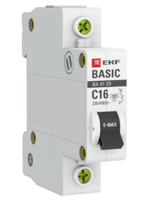 Выключатель авт.мод. 1п. С16А ВА 47-63 EKF Basic