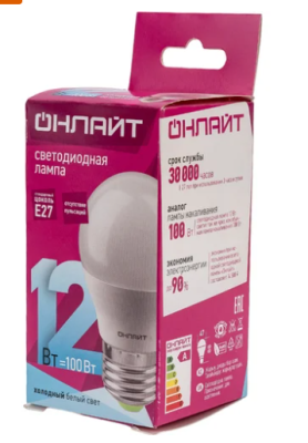 Лампа св/д ОНЛАЙТ шар 12Вт E27 4K 90064 Лампа св/д ОНЛАЙТ шар 12Вт E27 4K 90064