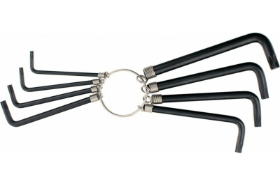 Набор ключей имбусовых TORX(звездочки) 9шт оксидированные на кольце