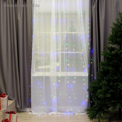 Гирлянда "Роса-занавес" 300LED 2,8*3м свечение мульти, USB пульт