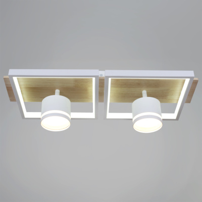 Люстра светодиодная S219560/2+2 WT+WOOD с пультом 98W 7840lm 550*240*170