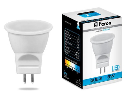 Лампа св/д Feron MR11 GU5.3 220V 3W 6400K матовая