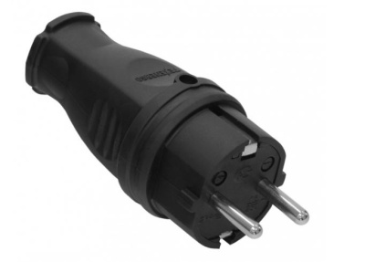 Вилка прямая каучук16А 220-240В IP44