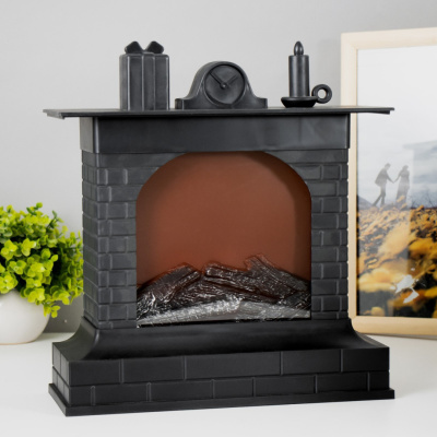 Светильник декор. св/д КАМИН отбатареек-эфф.живого огня.11*29*30см,медно-черный