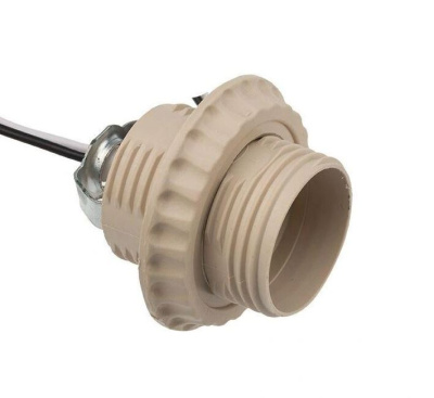 Патрон Е27 резьбовой с шайбой плас. с провод.(большой)