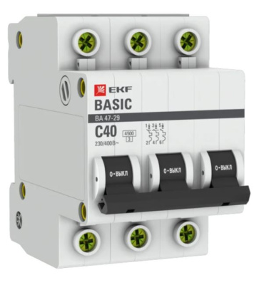 Выключатель авт.мод. 3п.С40А ВА 47-63 EKF Basic