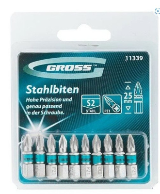 Бита PZ1x25, сталь S2 1 шт, GROSS