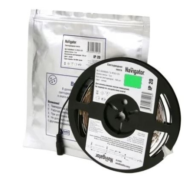 Лента светодиод.Navigator 7NLS-5050G30 7.2-IP20-12V  71418 зеленая