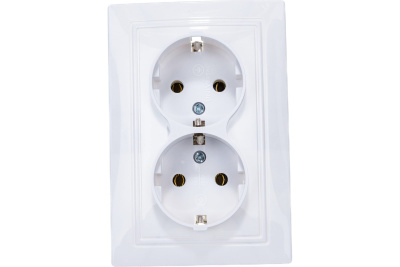Розетка 2м. с/з "Севиль"  белый UNIVERSAL