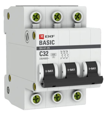 Выключатель авт.мод. 3п С32А ВА 47-63 EKF Basic