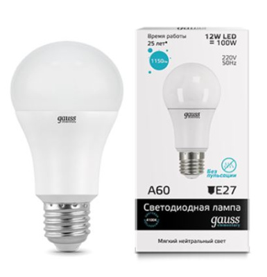 Лампа Gauss Elementary LED А60 Е27 12w Е27 220V 4100K 