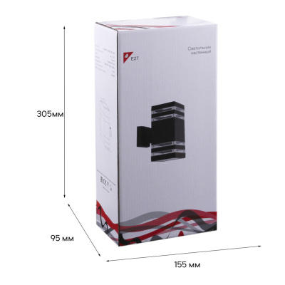 Настенный светильник S286228-002СТ 2*Е27 BK 300*90*150