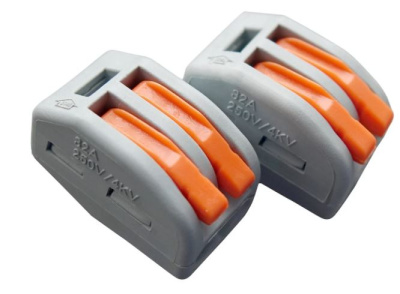 Клеммник с рычагом (WAGO) СМК 222-412 2*(0,08-4мм2) серый