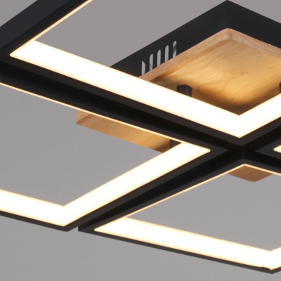 Люстра светодиодная S278560/4 BK+WOOD с пультом 136W 10880lm 490*490*70