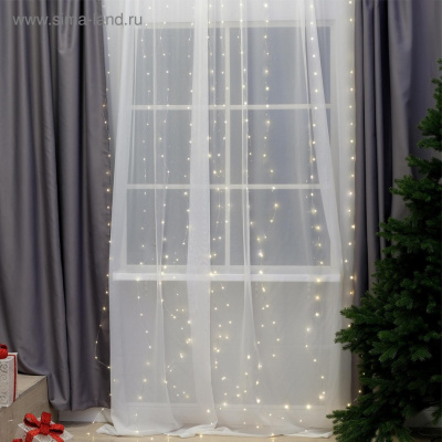 Гирлянда "Роса-занавес" 300LED 2,8*3м свечение теплое белое, USB пульт