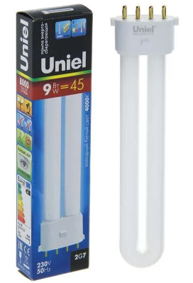 Лампа люмин. PL 2G7 9W 4000K, UNIEL Лампа люмин. PL 2G7 9W 4000K, UNIEL