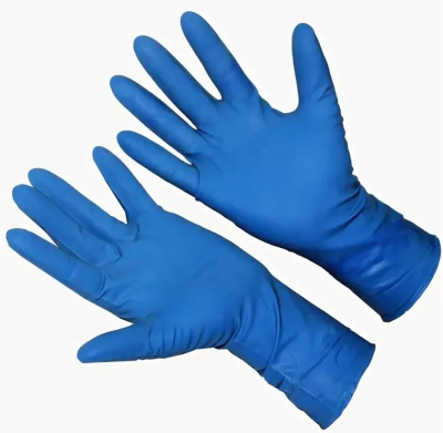 Перчатки латексные прочные синие(пара)