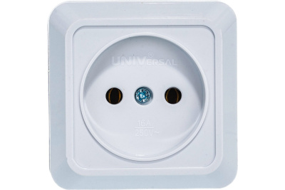 Розетка 1 м. б/з "Олимп" ОП 16А бел. UNIVERSAL