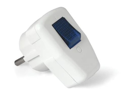 Вилка электрич с выключателем 220V 16А белая 