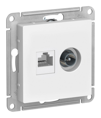 Розетка TV мех.+ ком RJ 45 Schneider AtlasDesign бел.