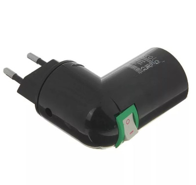 Переход угловой с вилки на Е14 с выключ. черный