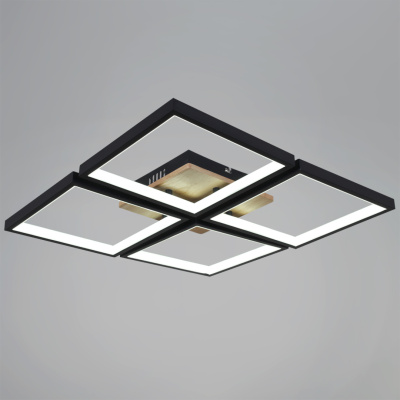 Люстра светодиодная S278560/4 BK+WOOD с пультом 136W 10880lm 490*490*70
