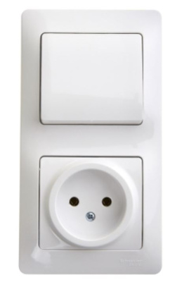 Блок комб. Schneider GLOSSA (роз.16А+1 кл.выкл.) СУ бел