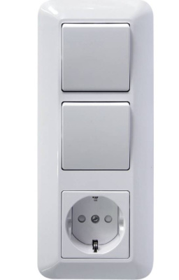 Блок Прима (роз.+1 кл.+1 кл. выкл.) СУ бел,земля БК2ВР-006В