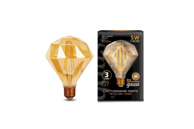 Лампа Gauss LED Filament Diamond E27 5W Golden 450lm 2400K 147802005 Лампа Gauss LED Filament Diamond E27 5W Golden 450lm 2400K 147802005