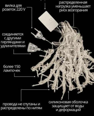 Гирлянда св/д С108-22 занавес 2*2м LED теплый
