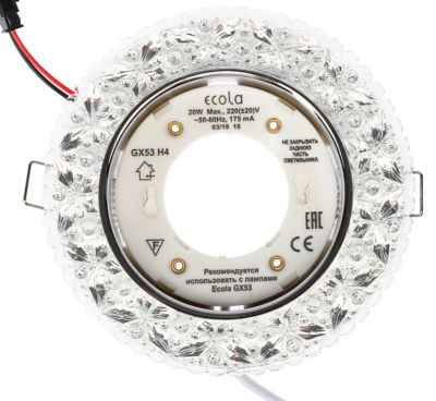 Светильник встр. Ecola GX53 H4 с подсветкой "Бабочки" Проз./Хром 35*125