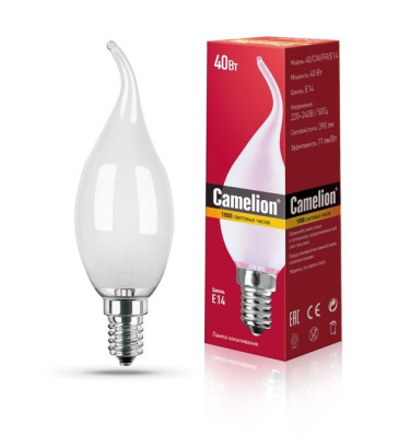 Лампа накал. свеча на ветру 40Вт Е14 матовая