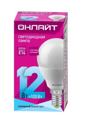 Лампа св/д ОНЛАЙТ шар 12Вт E14 4K холодный свет 90061 Лампа св/д ОНЛАЙТ шар 12Вт E14 4K холодный свет 90061