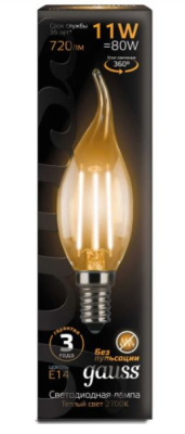 Лампа Gauss LED Filament шар 11w E14 2700K прозр.(нитевидн.) Лампа Gauss LED Filament шар 11w E14 2700K прозр.(нитевидн.)