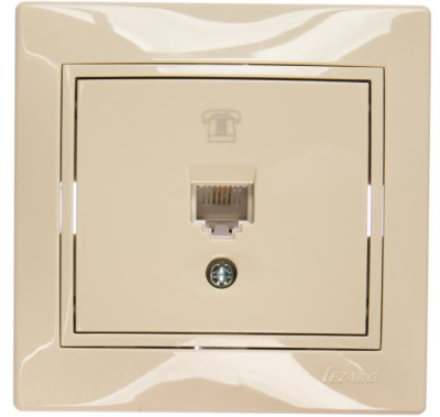 Розетка телефонная (евро) Мира крем. Lezard