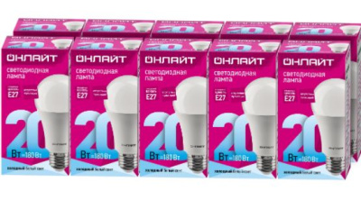 Лампа св/д ОНЛАЙТ A60 20Вт E27 4000K холодный свет 61158