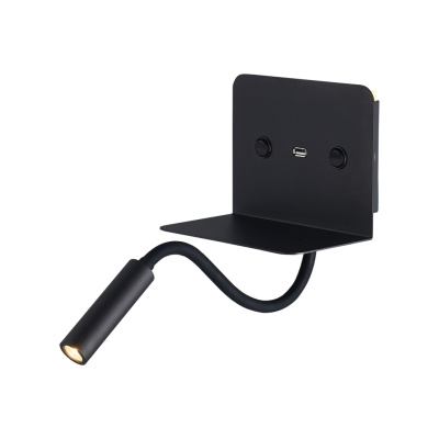 Настенный светильник D462157/1w BK 3W+6W+ вход USB 16*12см