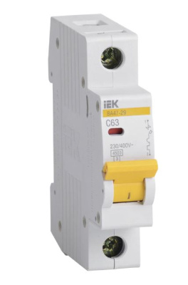 Выключатель авт.мод. 1п. С 63 А ВА 47-29 4,5кА IEK