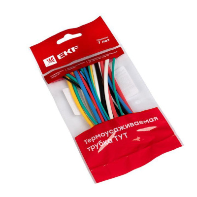 Термоусад.трубка EKF 1/0,5; 1,5/0,75; 2/1; 2,5/1,25; 3/1,5 (набор ТУТ) 100 мм