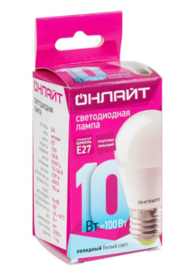 Лампа св/д ОНЛАЙТ шар 10Вт E27 4K холодный свет 61969 Лампа св/д ОНЛАЙТ шар 10Вт E27 4K холодный свет 61969