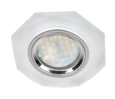 Точечный светильник Ecola DL1652 стекло 8-угольник Матовый/хром 25*90