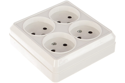 Розетка 4м б/з квадрат 16А "Олимп" беж. UNIVERSAL