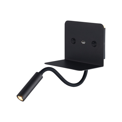 Настенный светильник D462157/1w BK 3W+6W+ вход USB 16*12см
