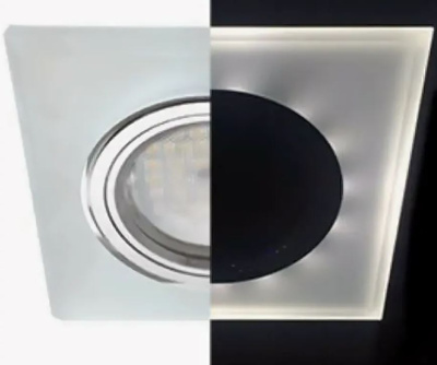 Светильник встр. Ecola GU5.3 DL1651 Квадрат стекло Мат/Хром 25х90