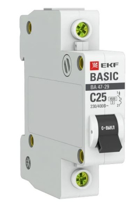 Выключатель авт.мод. 1п. С25 ВА 47-63 EKF Basic